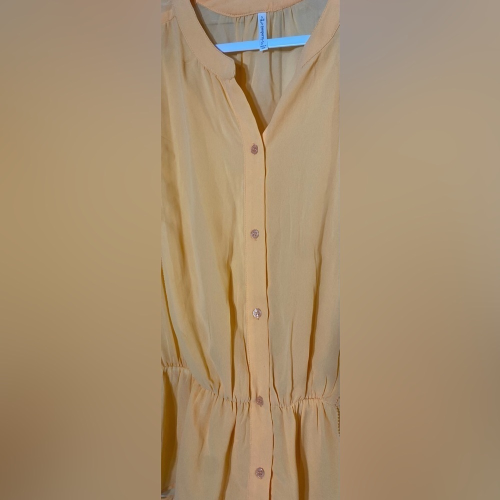 Passports New York & Company Orange Semi-sheer Button Up Top, Sz S, 3/4 Sleeves - Picture 5 of 6